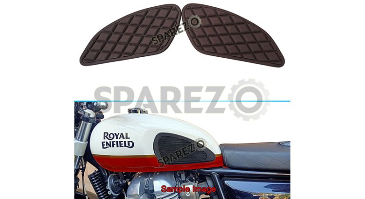 Royal Enfield Interceptor and GT 650 Tank Rubber Knee Pad Pair Brown - SPAREZO